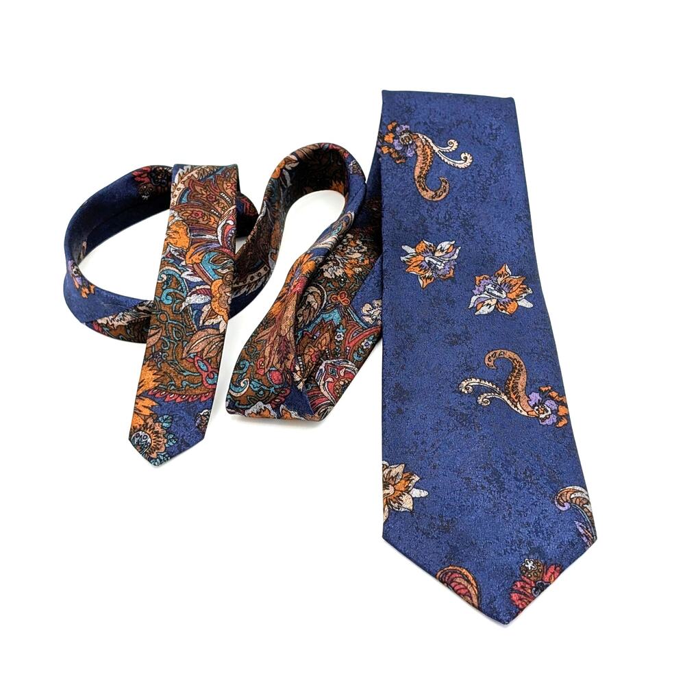 Vintage 80s London Fog Necktie Paisley Floral Retro Menswear Artsy Power Tie